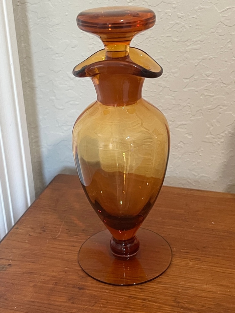 Blenko Rare Custom Mini Individual Decanter - Ruffle top Flat Stopper 1950’s